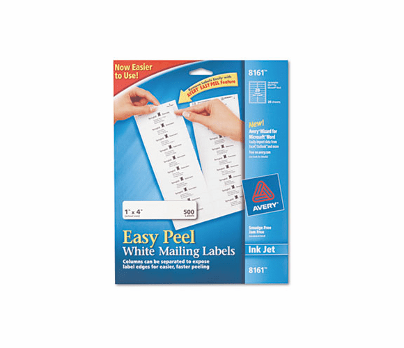 AVE8161 Easy Peel Inkjet Address Labels, 1 x 4, White, 500/Pack By AVERY-DENNISON