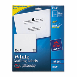 AVE8164 Shipping Labels with TrueBlock Technology, 3-1/3 x 4, White, 150/Pack By AVERY-DENNISON