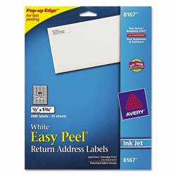 AVE8167 Easy Peel Inkjet Return Address Labels, 1/2 x 1-3/4, WE, 2000/Pack By AVERY-DENNISON
