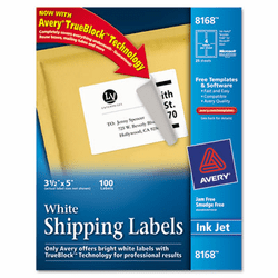 AVE8168 Shipping Labels with TrueBlock Technology, 3-1/2 x 5, White, 100/Pack By AVERY-DENNISON