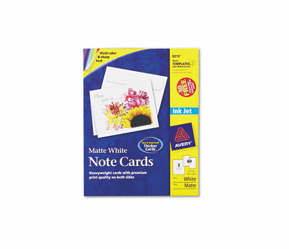 AVE8315 Printer-Compatible Cards, 4-1/4 x 5-1/2, Two per Sheet, 60/Box with Envelopes By AVERY-DENNISON