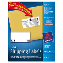 AVE8363 Shipping Labels with TrueBlock Technology, 2 x 4, White, 500/Box By AVERY-DENNISON