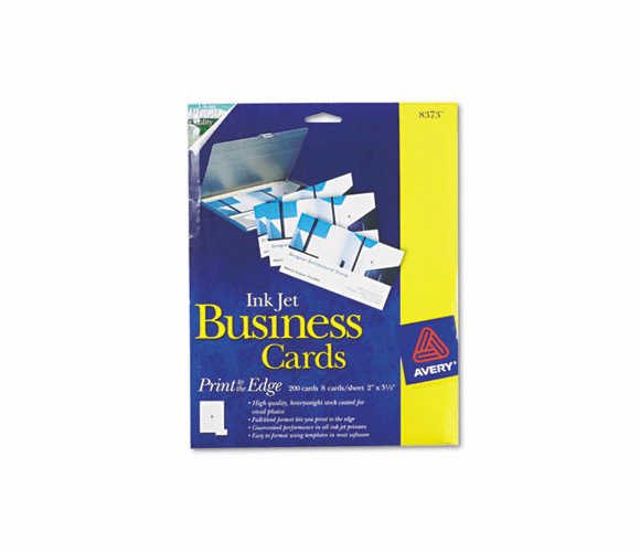 AVE8373 Inkjet Glossy Business Cards, 2 x 3 1/2, White, 8/Sheet, 200/Box By AVERY-DENNISON