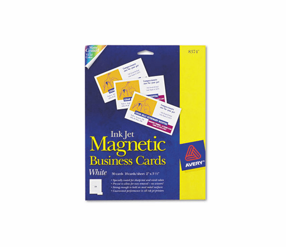 AVE8374 Inkjet Magnetic Business Cards, 2 x 3 1/2, White, 10/Sheet, 30/Pack By AVERY-DENNISON