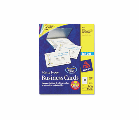 AVE8376 Inkjet Matte Business Cards, 2 x 3 1/2, Ivory, 10/Sheet, 250/Pack By AVERY-DENNISON