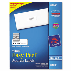 AVE8460 Easy Peel Inkjet Address Labels, 1 x 2-5/8, White, 3000/Box By AVERY-DENNISON