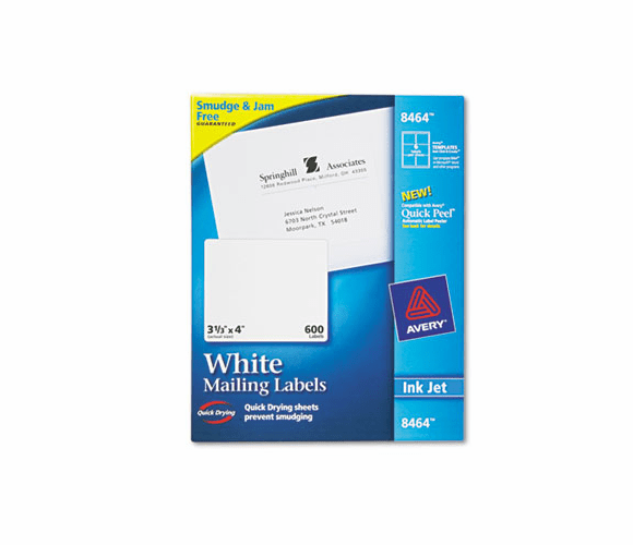 AVE8464 Shipping Labels with TrueBlock Technology, 3-1/3 x 4, White, 600/Box By AVERY-DENNISON