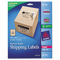 AVE85783 Brown Kraft Shipping Labels, 5 1/2 x 8 1/2, 20/Pack By AVERY-DENNISON