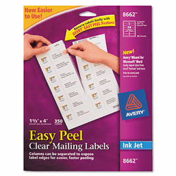 AVE8662 Easy Peel Inkjet Mailing Labels, 1-1/3 x 4, Clear, 350/Pack By AVERY-DENNISON