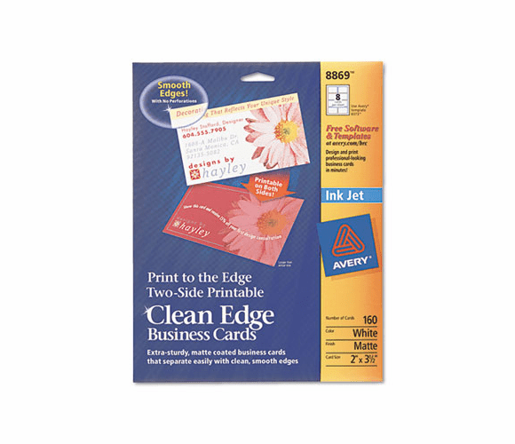 AVE8869 Inkjet Matte Business Cards, 2 x 3 1/2, White, 8/Sheet, 160/Pack By AVERY-DENNISON