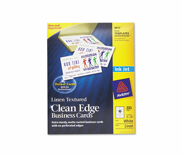 AVE8873 Inkjet Matte Business Cards, 2 x 3 1/2, White, 10/Sheet, 200/Pack By AVERY-DENNISON