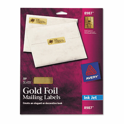 AVE8987 Foil Mailing Labels, 3/4 x 2-1/4, Gold, 300/Pack By AVERY-DENNISON