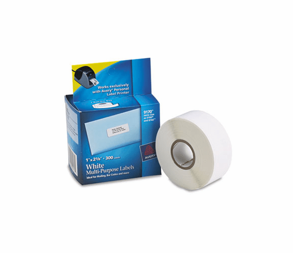 AVE9170 Address Labels, 1 x 2-5/8, White, 300/Roll, 1 Roll/Pack By AVERY-DENNISON