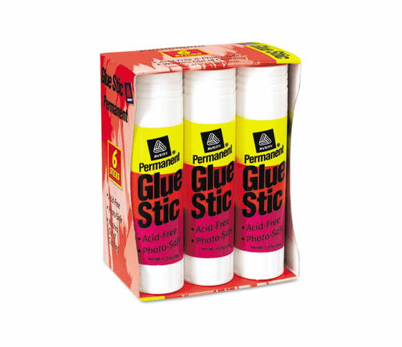 AVE98073 Clear Application Permanent Glue Stics, 1.27 oz, 6/Pack By AVERY-DENNISON