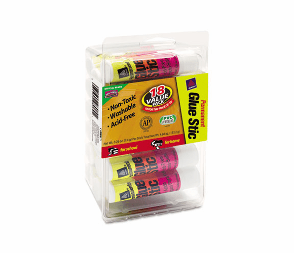 AVE98089 Clear Application Permanent Glue Stics, .26 oz, Stick, 18/Pack By AVERY-DENNISON