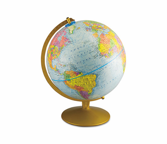 AVT30501 12-Inch Globe with Blue Oceans, Gold-Toned Metal Desktop Base By ADVANTUS CORPORATION