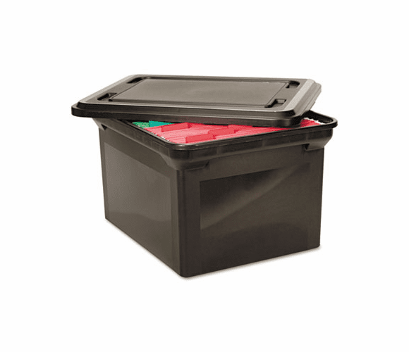 AVT34052 File Tote Storage Box w/Lid , Legal/Letter, Plastic, Black By ADVANTUS CORPORATION