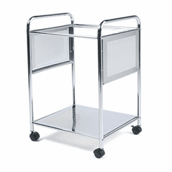 AVT34061 Mobile File Cart w/Stationary Shelf, 18w x 15-1/4d x 25-1/2h, Chrome By ADVANTUS CORPORATION