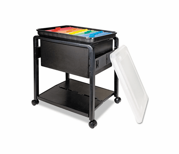 AVT55758 Folding Mobile File Cart, 14-1/2w x 18-1/2d x 21-3/4h, Clear/Black By ADVANTUS CORPORATION