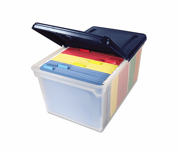 AVT55797 File Tote Storage Box with Lid , Letter, Plastic, Clear/Navy By ADVANTUS CORPORATION