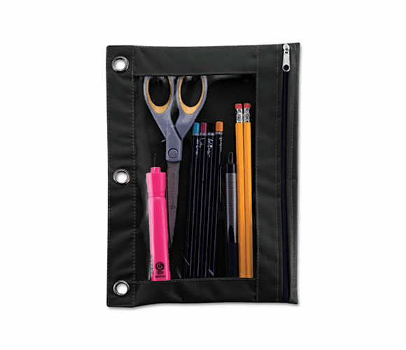 AVT67024 Binder Pencil Pouch, 10 x 7 3/8, Black/Clear By ADVANTUS CORPORATION