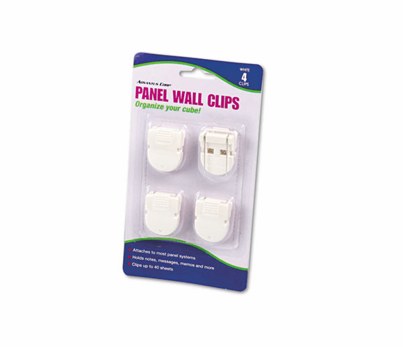 AVT75300 Panel Wall Clips for Fabric Panels, Standard Size, White, 4/Pack By ADVANTUS CORPORATION