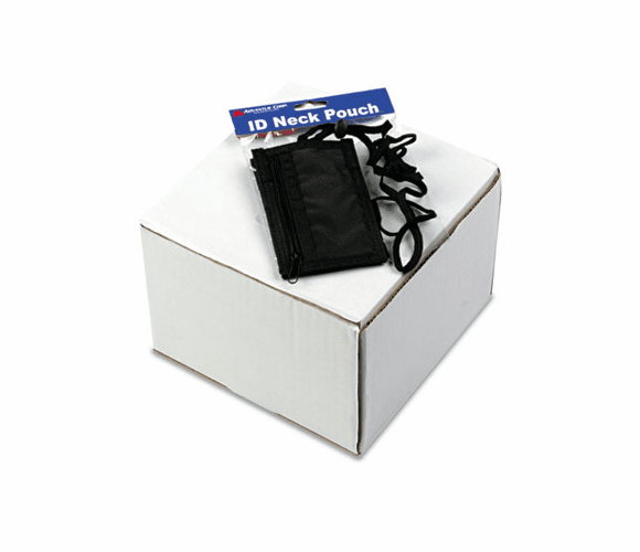 AVT75453 ID Badge Holder w/Convention Neck Pouch, Vertical, 2 1/4w x 3 1/2, Black, 12/Box By ADVANTUS CORPORATION