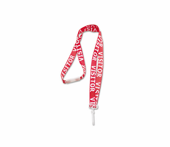AVT75477 Preprinted Quick ID Lanyards, J-Hook Style, 36" Long, Visitor, Red, 5/Pack By ADVANTUS CORPORATION