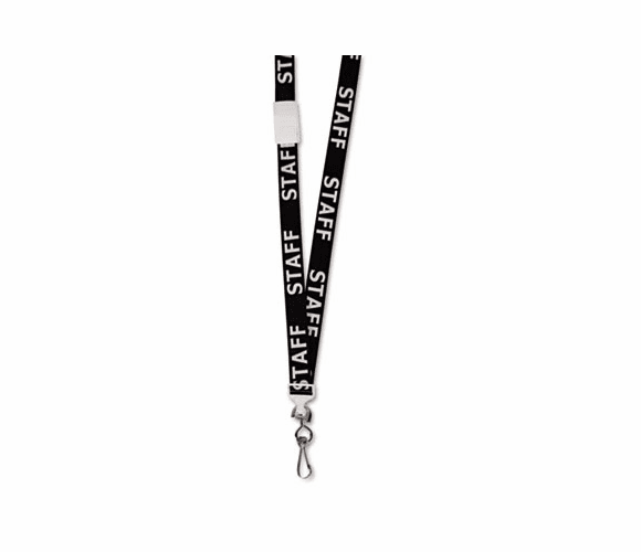 AVT75504 Preprinted Quick ID Lanyards, J-Hook Style, 36" Long, Staff, Black, 5/Pack By ADVANTUS CORPORATION