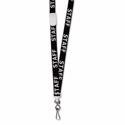 AVT75504 Preprinted Quick ID Lanyards, J-Hook Style, 36" Long, Staff, Black, 5/Pack By ADVANTUS CORPORATION