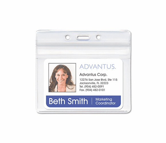 AVT75523 Resealable ID Badge Holder, Horizontal, 3 3/4w x 2 5/8h, Clear, 50/Pack By ADVANTUS CORPORATION