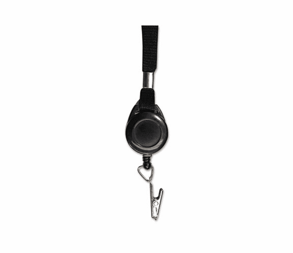 AVT75549 Lanyards with Retractable ID Reels, Clip Style, 36" Long, Black, 12/Box By ADVANTUS CORPORATION