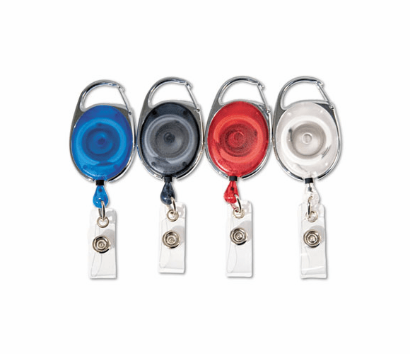 AVT75552 Carabiner-Style Retractable ID Card Reel, 30" Extension, Assorted Colors, 20/PK By ADVANTUS CORPORATION