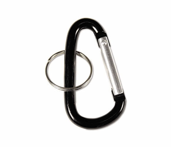 AVT75555 Carabiner Key Chains, Split Key Rings, Aluminum, Black, 10/Pack By ADVANTUS CORPORATION
