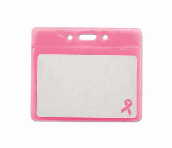 AVT75569 Breast Cancer Awareness Badge Holder, Horizontal, 3 1/2" x 2 1/2", Pink, 25/Pack By ADVANTUS CORPORATION