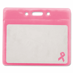 AVT75569 Breast Cancer Awareness Badge Holder, Horizontal, 3 1/2" x 2 1/2", Pink, 25/Pack By ADVANTUS CORPORATION
