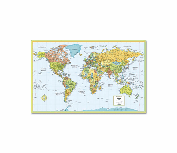 AVTRM52895993X M-Series Full-Color Laminated World Map, 32 x 50 By ADVANTUS CORPORATION