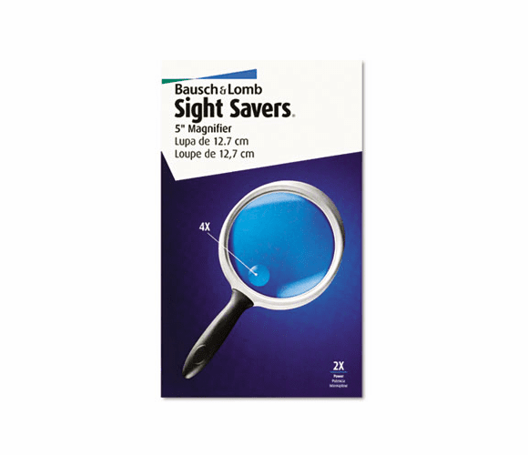 BAL813305 2X - 4X Round Handheld Magnifier w/Acrylic Lens, 5" diameter By BAUSCH & LOMB, INC.
