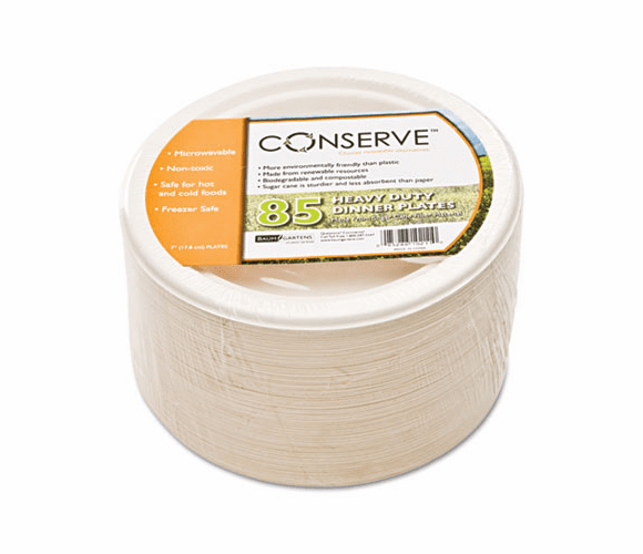 BAU10211 Conserve Sugar Cane Salad Plate, 7" Diameter, White, 85/Pack By BAUMGARTENS