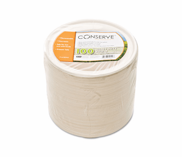 BAU10222 Conserve Sugar Cane Bowl, 12 oz., White, 100/Pack By BAUMGARTENS