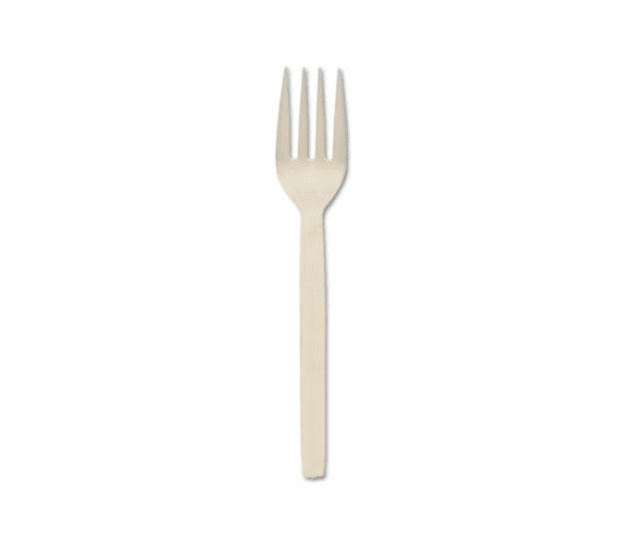 BAU10231 Corn Starch Cutlery, Fork, White, 100/Box By BAUMGARTENS