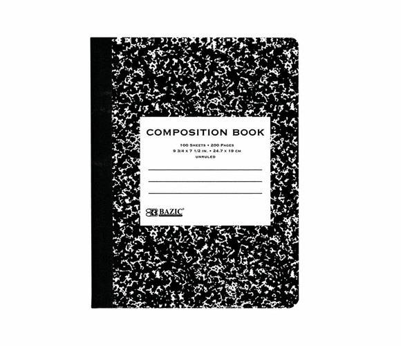 BAZIC UNRULED 100 Ct. Black Marble Composition Book-pack of-48