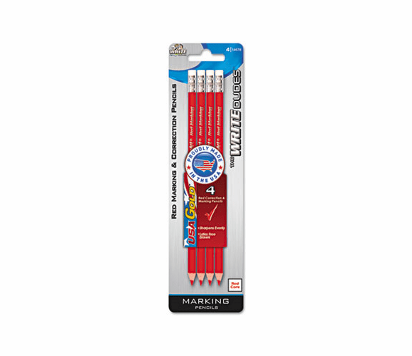BDU14678AA24 USA Gold Checking Pencils, Red, Pre-Sharpened, 4/Pack By THE BOARD DUDES