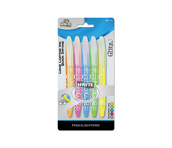 BDU14724BA48 GLITZ Series Scented Higlighters, Assorted Colors, 5/Pk By THE BOARD DUDES