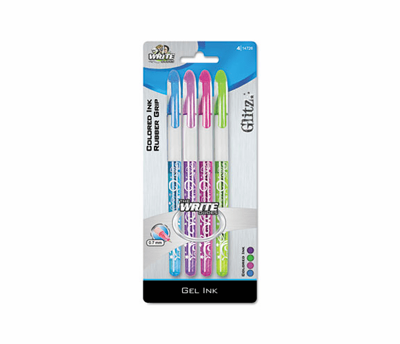 BDU14726BA48 Stick Gel Pens, Glitz Series, Assorted Ink, Translucent Barrel, 4 per set By THE BOARD DUDES