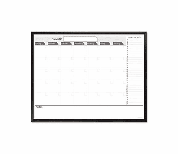 BDU17346UA1 Magnetic Dry Erase Board, 48 x 36, Black/White Calendar with Black-Painted Frame By THE BOARD DUDES