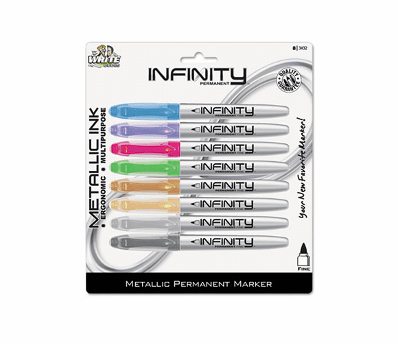 BDU3432BA24 Metallic Fine Tip Permanent Markers, Assorted Colors, 8/Set By THE BOARD DUDES