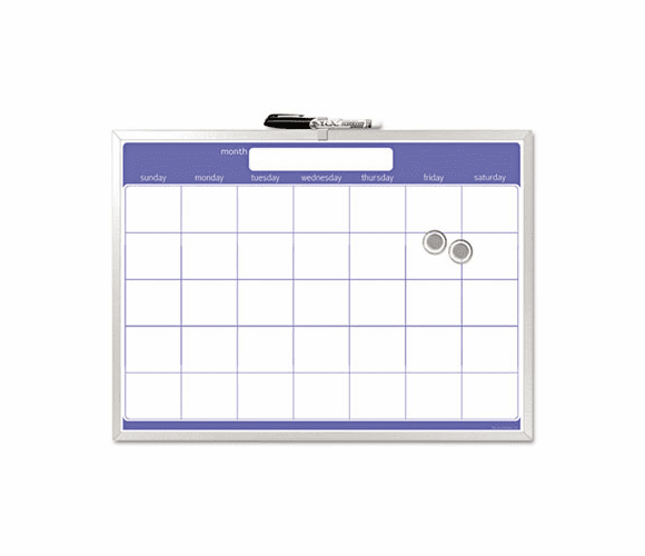 BDU44070VA4 Magnetic Dry Erase Board, Monthly Planner, 23 x 17, Aluminum Frame By THE BOARD DUDES