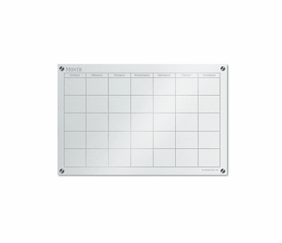 BDU46008UA1 GlassX Frosted Glass Dry Erase Board with Monthly Planner, 35 x 23, Unframed By THE BOARD DUDES
