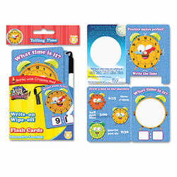BDU99117UA24 Write On/Wipe Off Flash Cards, Telling Time, K and Up, 9/Pk By THE BOARD DUDES